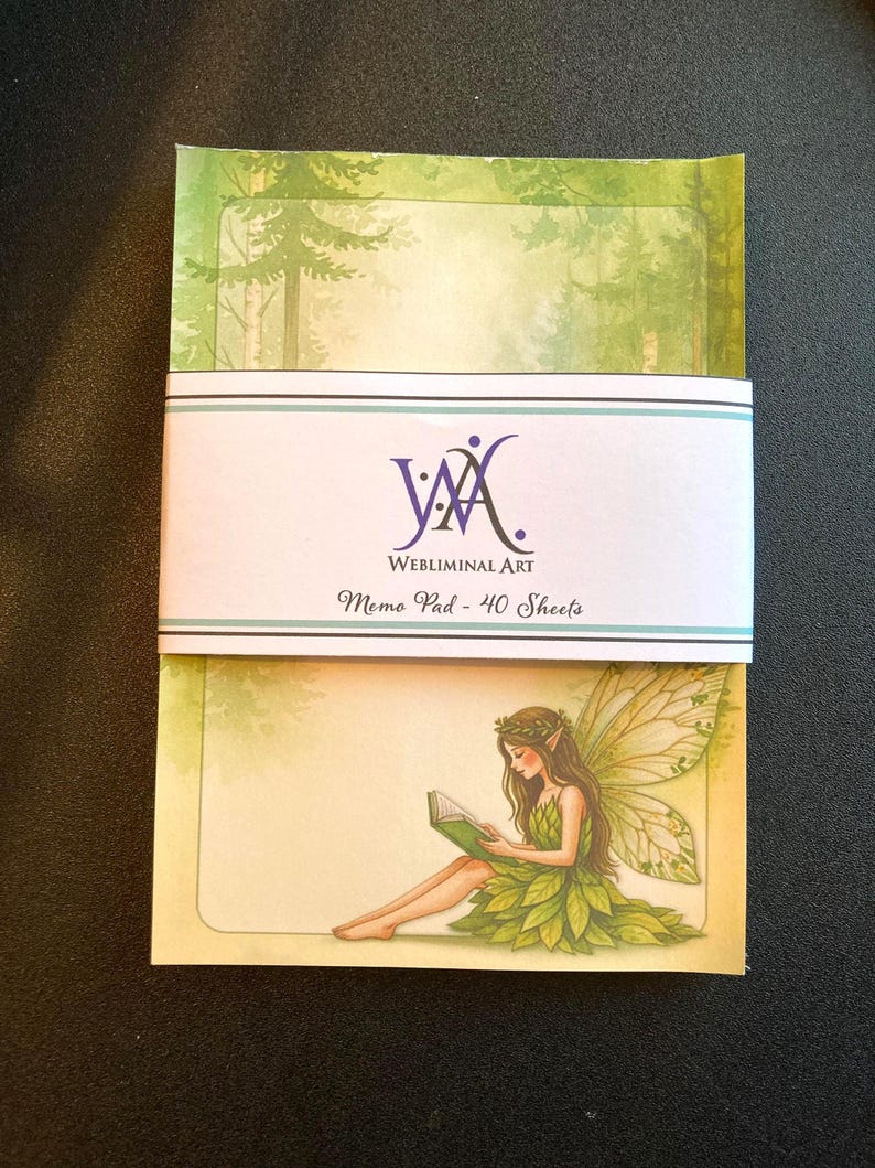 Book Lover Fairy Notepad 4x6, Forest Fairy Memo Pad, 40 Pages 100gsm ...