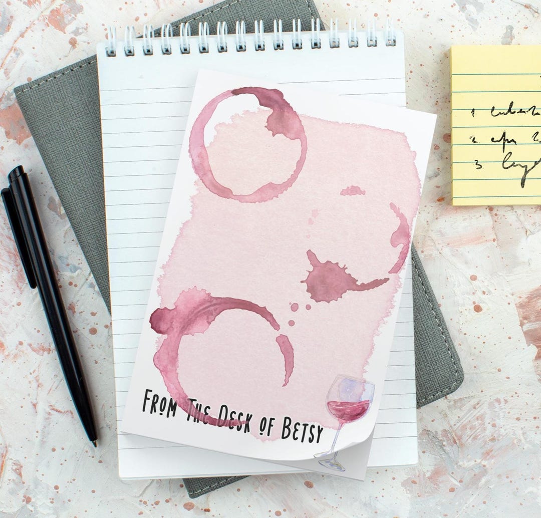 Wine Sticky Notes Personalized Wine Notepad 4x6, From the Desk of Custom Name Memo Pad ...