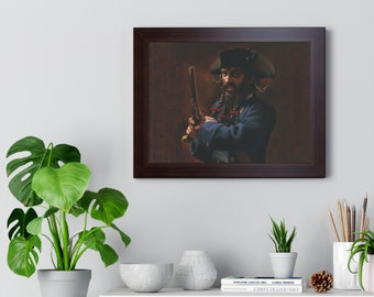 Póster de Barbanegra el pirata impreso en un marco, arte náutico, arte de pared de aventura, cartel pirata histórico, cartel enmarcado, decoración pirata