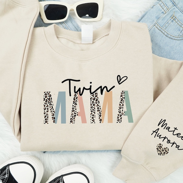 Twin Mom Leopard Sweatshirt, Twin Mom Shirt, Twin Mom Club Shirt, Twin Mama Sweatshirt, New Mom Gift, Expecting Mom Gift, Gender Reveal