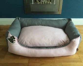 Large Grey & Pink dog cat pet bed