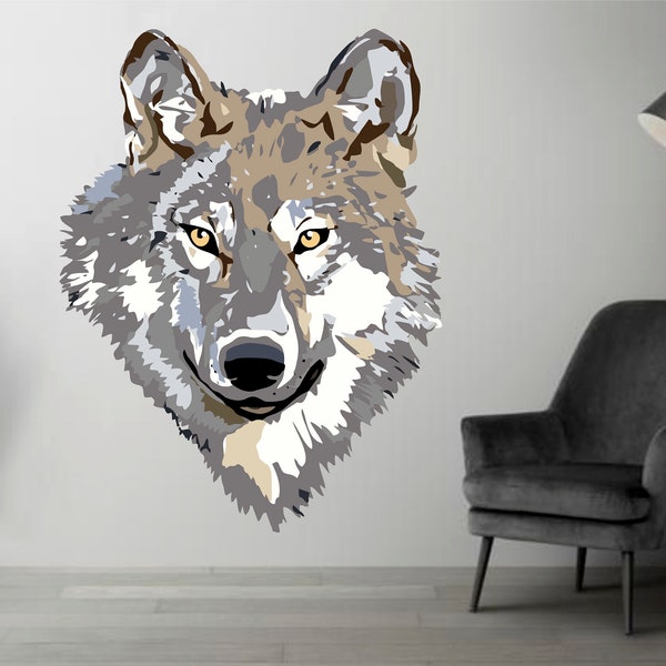 Sticker mural loup - Etsy France