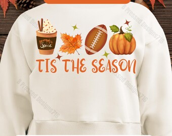 Calabaza con café y fútbol de otoño PNG: Deportes de otoño (Descarga digital)