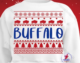 Buffalo Ugly Christmas Sweater Pattern: SVG PNG (Digital Download)