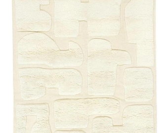 Hand Knotted Shaggy High pile Eros- ivory white Wool Rug for living room rug high quality hand made rug for bed room