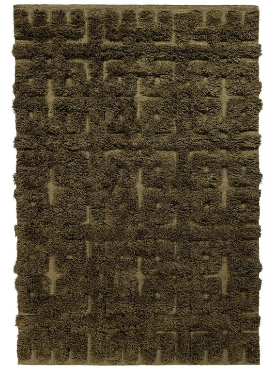Olive Green Rug for Living Room | Soft Minimalist Aztec & Nordic Design Rug | Cozy Rug for Kids Room, Bedroom, or Living Room Carpet