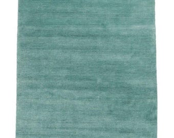 Handgeweven effen terquoise franjes 5x8|6x9|8x10|8x11|9x12|10x13|10x14|12x15 vloerkleed handgetuft luxe wollen tapijt, ultrachique handgeweven vloerkleed