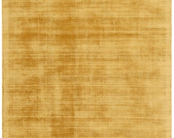 Handmade Golden Yellow Wool Rug Soft Handwoven Minimalist Carpet Boho Area Rug Custom Sizes Gold Modern Wool Rug Handknotted Luxury Carpet
