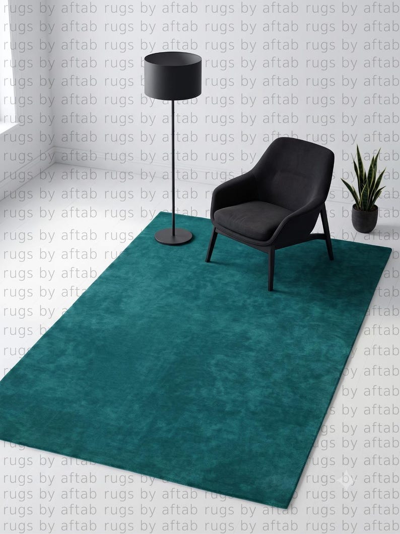 Green Solid Pattern Rug Hand Tufted Solid Rug Teal Green Wool Large Area Living Room Carpet ...