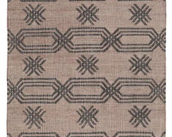 Handwoven Jute Rug Beige Black Tribal Geometric Pattern Rug Boho Farmhouse Area Rug Natural Fiber Scandinavian Rug Handmade Indian Carpet