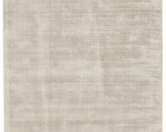 Handmade Beige Wool Silk Rug Handwoven Wool Silk Blend for Living Room Minimalist Handmade Beige Area Rug  Light Beige Hand-Knotted Carpet