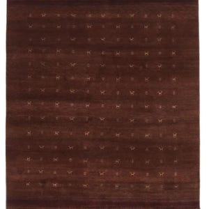 May include: A brown rug with a repeating pattern of small white animal figures.