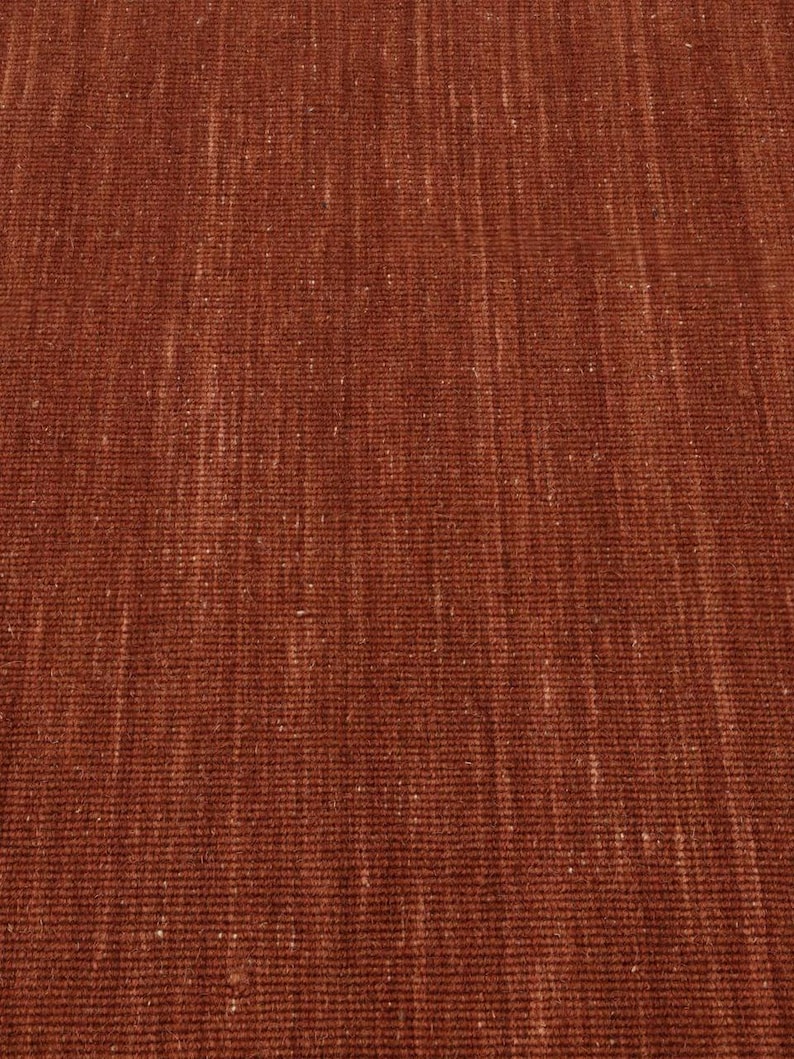Rust Colorored Fabric Solid Kilim Loom - Rust Color Wool Kilim Rug Handwoven, Handmade Rug ...