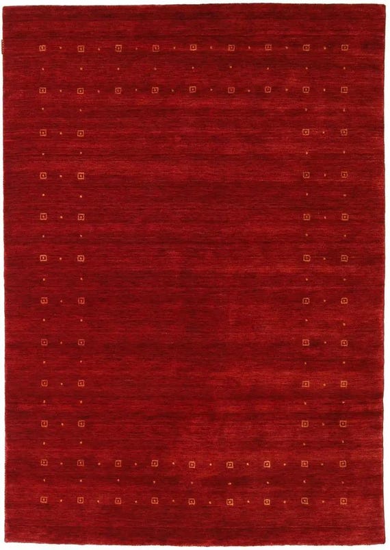 Handloom Loribaft Gabbeh Red Wool Rug Handwoven & Hand-Knotted High Pile Rug Traditional Weave Bohemian Carpet Custom Size Wool Area Rug