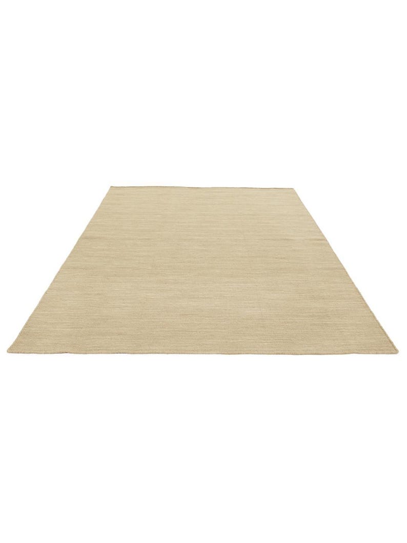 May include: A light beige rectangular rug with a subtle woven texture.