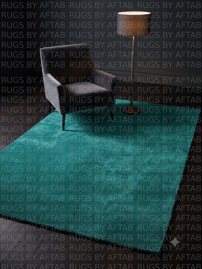 Green Solid Pattern Rug Hand Tufted Solid Rug Teal Green Wool Large Area Living Room Carpet ...