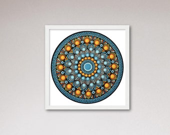 Mandala Art Print: Original Painting, Framed Wall Decor (12x12)