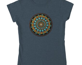 Handmade Mandala Print T-Shirt: Women's Boho Cotton Tee