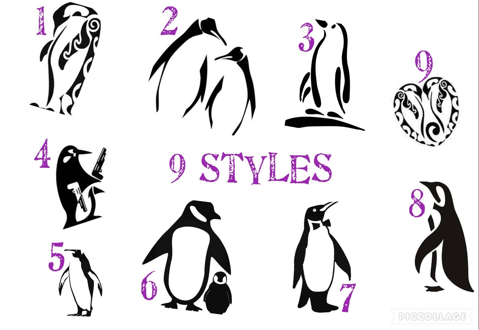 Penguin vinyl decal sticker, 9 styles