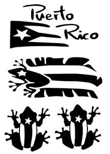 3S MOTORLINE (2 5'' White Puerto Rico Map Flag Coqui Frog