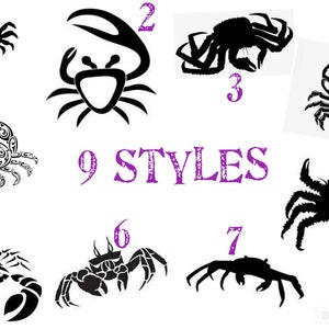 Crab  die cut vinyl decal sticker, 9 styles