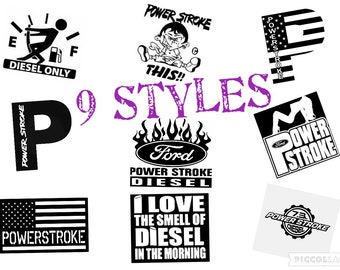 Funny Powerstroke Diesel ford truck die cut vinyl decal laptop, car, window, 9 styles