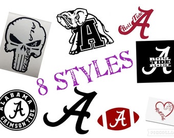 Roll Tide, Alabama, Crimson Tide, Football, Die Cut Vinyl Decal sticker, 9 styles
