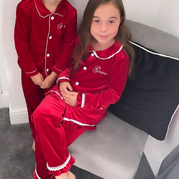 CHRISTMAS PJS, family pjs, matching pjs, Christmas pyjamas, family pyjamas, velvet pjs, Xmas eve box, Xmas