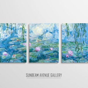 Set of 3 Claude Monet Water Lilies Painting | Water Lilies 1916 1919 | Famous Monet Art | Monet Botanical Print - 1611PM
