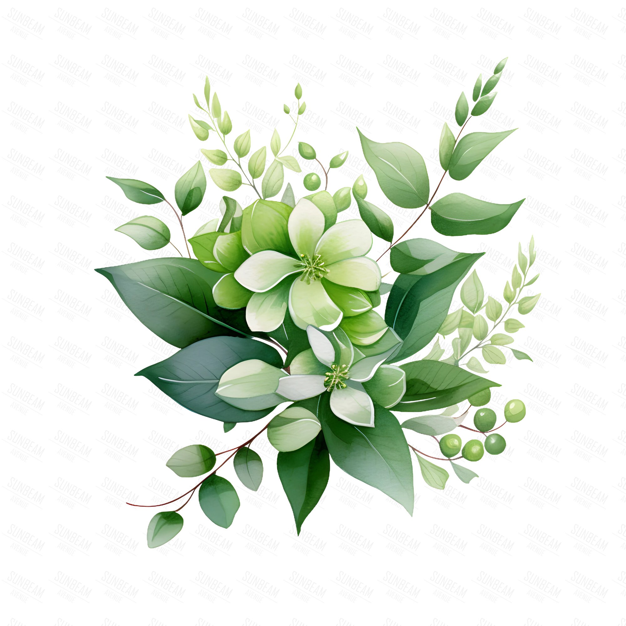 33 Green Leaf Clipart Bundle, Transparent PNG, Flower Bouquets, Flower ...