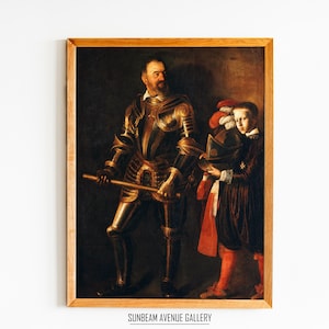 Caravaggio Wall Art | Portrait Of Alof De Wignacourt And His Page Caravaggio (1607 1608) | Baroque Painting | Religious Art - 0823P
