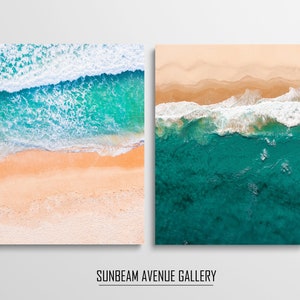 Set of 2 Aerial beach print set of 2,Ocean print set,Beach Wall Art,Beach print set 2,Neutral print set,Sea print set,Printable - 1714PL