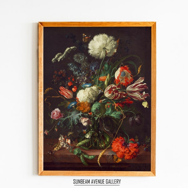 Still Life Bouquet of Flowers Print | Vintage Still Life  Painting | Antique Fruit Wall Art Decor Print | Instant Digital Download - 0937PS