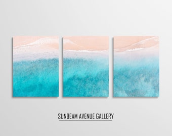 Set of 3 Beach Print Ocean Wall Art, Beach Wall Art Set of 3 Ocean Photography Ocean Print Coastal Wall Art, Waves Wall Decor, Sea - 1431P