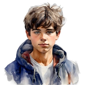 Set of 33 Teenage Boy Watercolor Clipart Bundle, Transparent PNG ...
