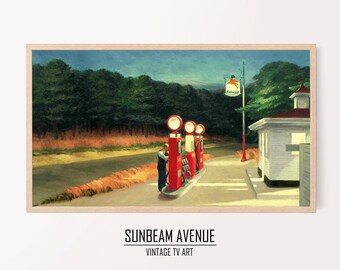 Edward Hopper Painting for Samsung Frame TV: Vintage Gas Station
