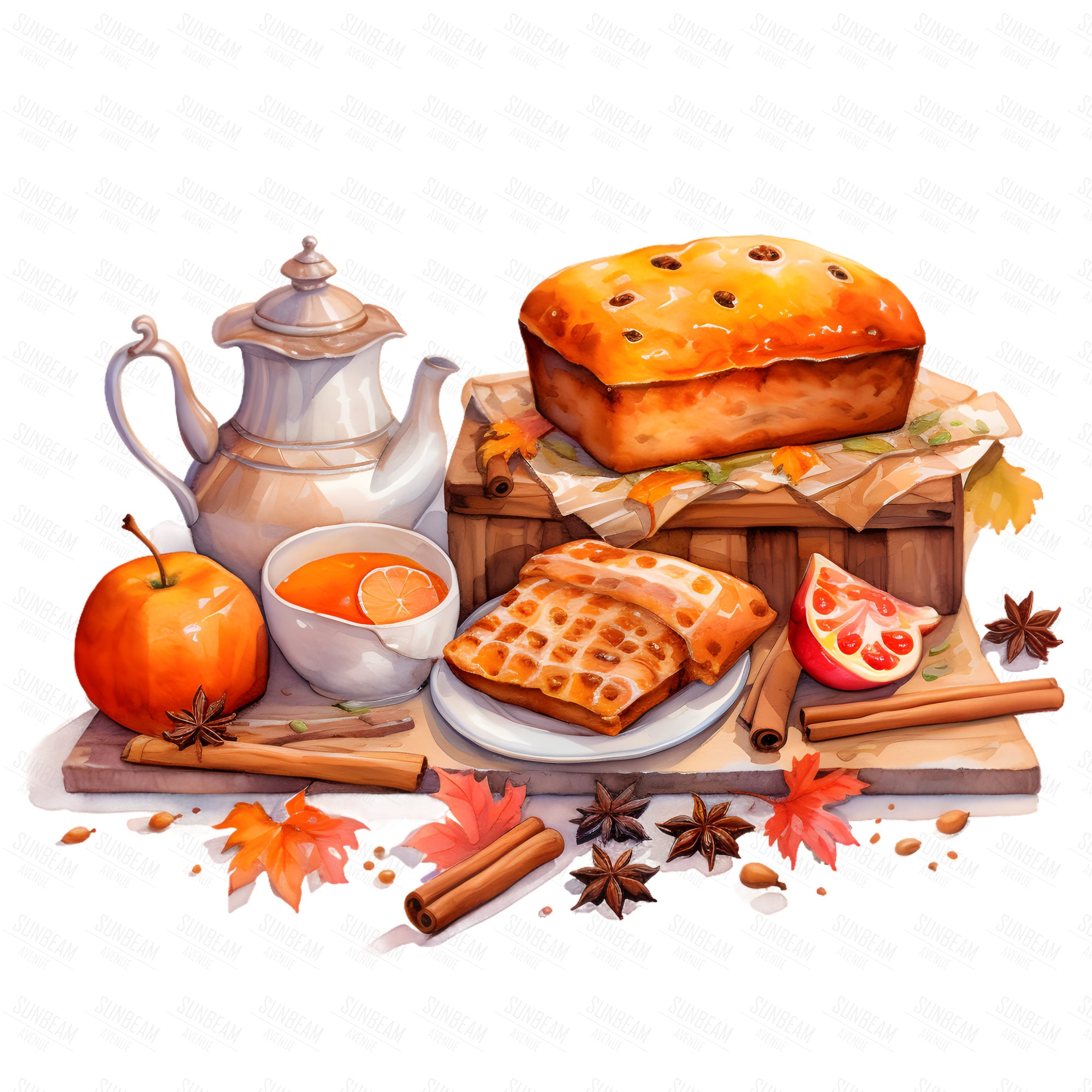 Fall Baking Graphics 11 Autumn Baking Clipart Bundle, Transparent PNG, Fruit Clipart,digital ...