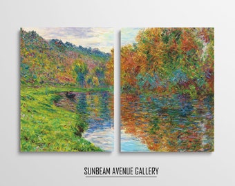 夏のモネのプリント2枚セット、クロード・モネの絵画、ニュートラルな