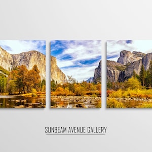 Set of 3 Yosemite Wall Art Set of 3, Large National Park Poster, Yosemite Fall 3 Pieces Wall Art, Yosemite Print DIGITAL - 1678PL