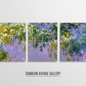 Set of 3 Claude Monet Painting | Wisteria (1917 1920) | Famous Monet Art | Three Pieces Wall Art | Vintage Painting Poster - 1598PM