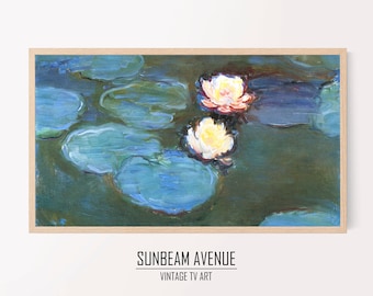 Samsung Frame TV Art 4K Water Lilies Famous Claude Monet Painting. Instant Download Botanical Wall Art for the Frame TV. - 0030TVM