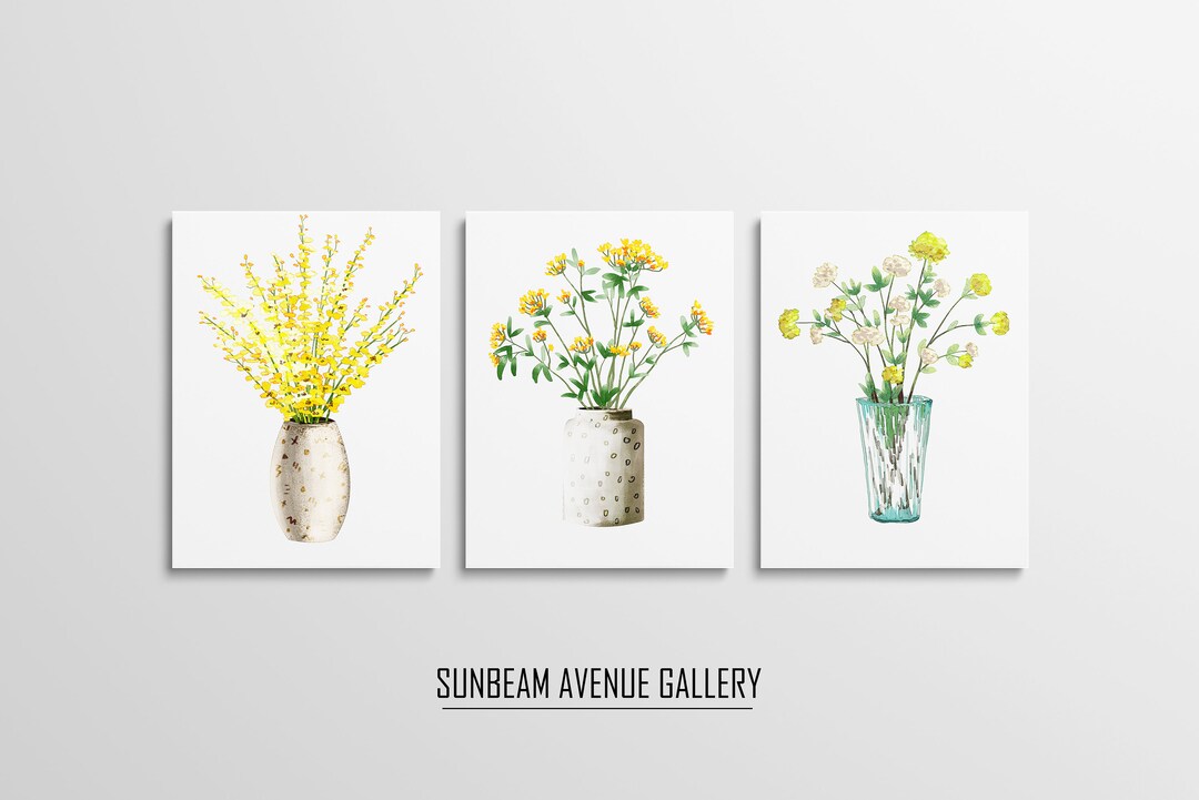 Set of 3 Botanical Print Set, Living Room Wall Art, Home Decor Gift ...