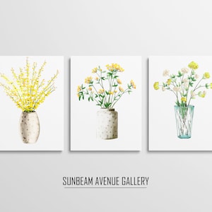 Set of 3 Botanical Print Set, Living Room Wall Art, Home Decor Gift, Houseplant Paintings, Plant Posters, Leaf Prints, Gallery Wall - 1690PS