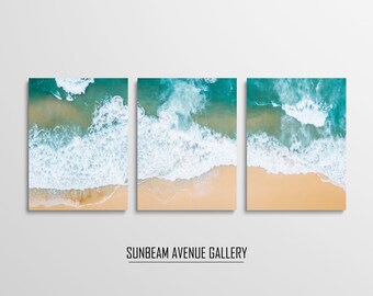 Set of 3 Beach Print Ocean Wall Art, Beach Wall Art Set of 3 Ocean Photography Ocean Print Coastal Wall Art, Waves Wall Decor, Sea - 1434PL