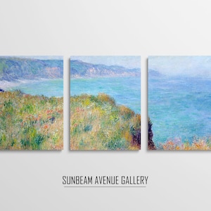 Set of 3 Claude Monet Painting | Cliff Near Pourville (1882) | Famous Monet Art | Three Pieces Wall Art | Vintage Painting Poster - 1590PM