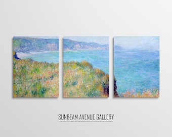 Set of 3 Claude Monet Painting | Cliff Near Pourville (1882) | Famous Monet Art | Three Pieces Wall Art | Vintage Painting Poster - 1590PM