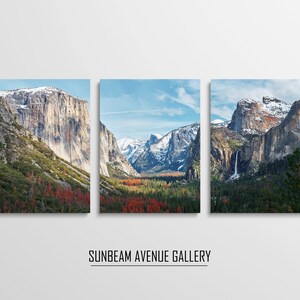 Set of 3 Yosemite Wall Art Set of 3, Large National Park Poster, Yosemite Fall 3 Pieces Wall Art, Yosemite Print DIGITAL - 1673PL