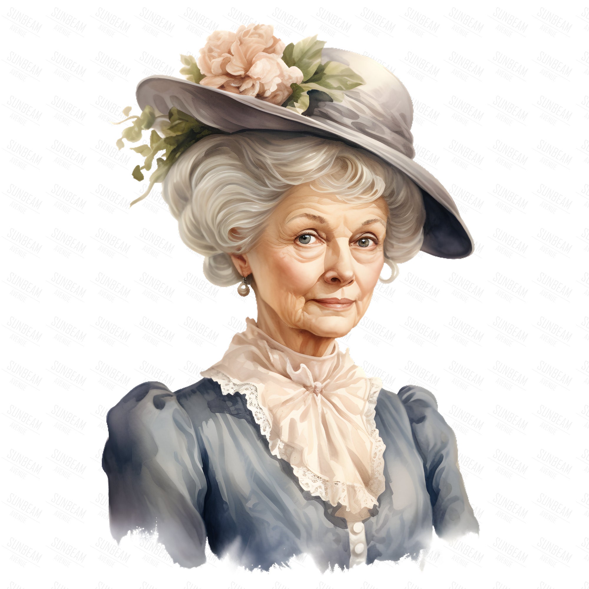 Set of 20 Victorian Elderly Lady Vintage Watercolor Clipart Bundle ...