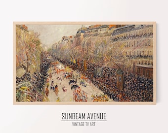 Samsung Frame TV Art 4K | Mardi Gras sur les boulevards Par Camille Pissarro | Célèbre | de peinture téléchargement instantané | Art TV - 0361TVFA