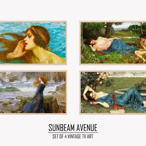 Set of 4 Samsung Frame TV Art | John William Waterhouse | Famous Artist | Classic Fine Art | LG TV art | Instant Download - 1220TVS